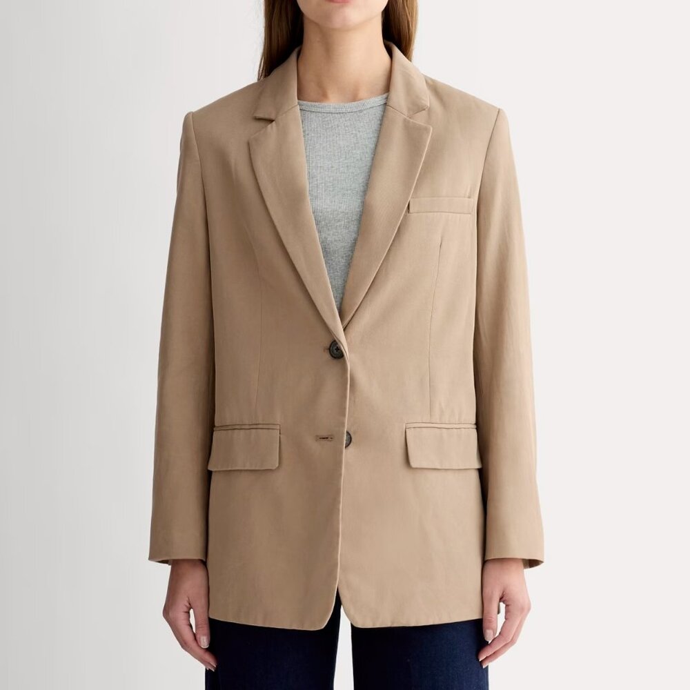 Everlane The Oversized Blazer in Buttersmooth Tan Beige Women’s Size 14